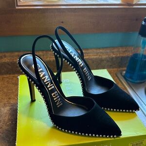 Gianni Bini Black Heels with Studded Detail
